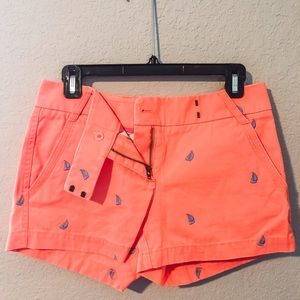 NWOT JCrew Size 2 Chinos coral & blue sailboats